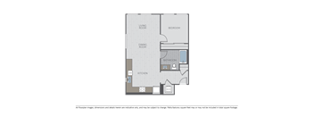 Image of a 1 bed 1 bath floor plan