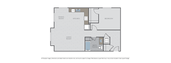 Image of a 1 bed 1 bath floor plan