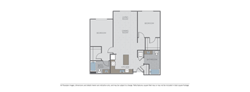 Image of a 2 bed 2 bath floor plan