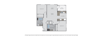 Image of a 2 bed 2 bath floor plan