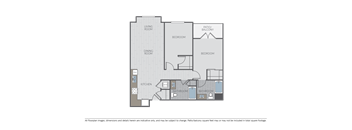 Image of a 2 bed 2 bath floor plan