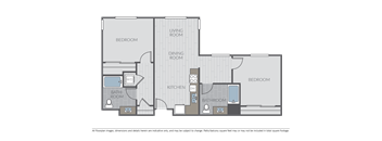 Image of a 2 bed 2 bath floor plan