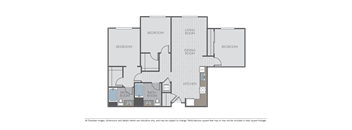 Image of a 3 bed 2 bath floor plan