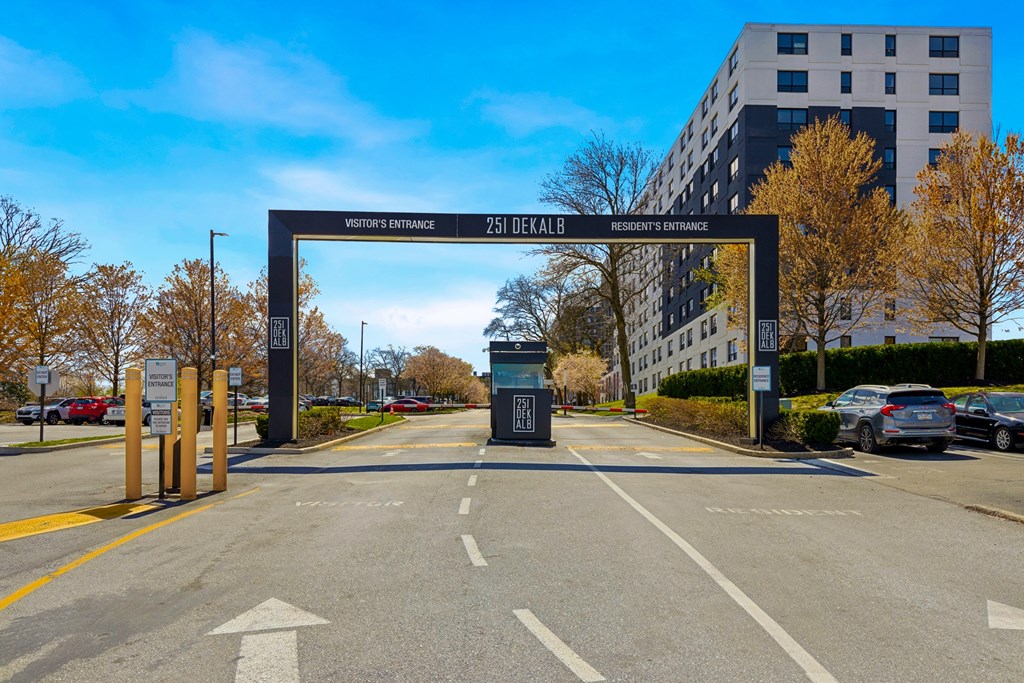 A large archway with the words