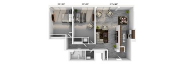 2 bedroom 1 bath floorplan