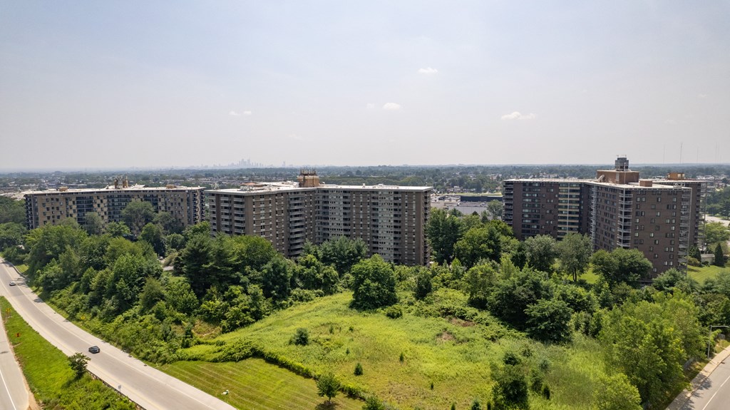 a view of a city from a building