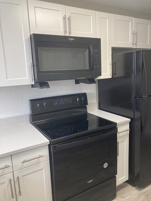Kitchen with black oven