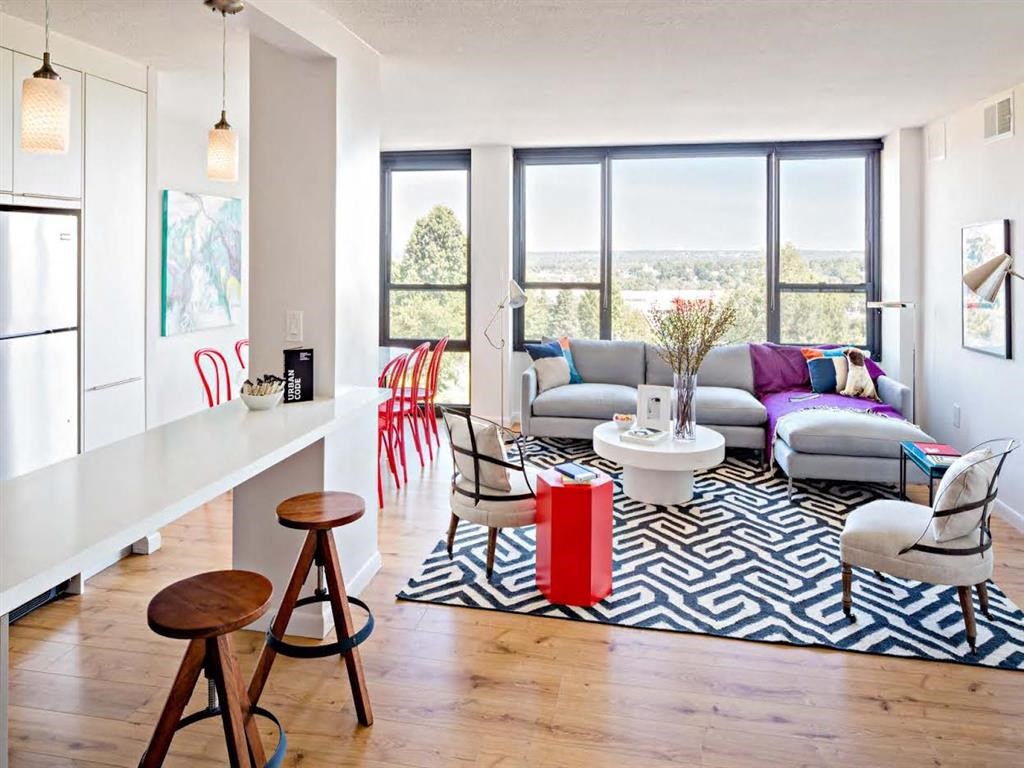 Living room with wood flooring
