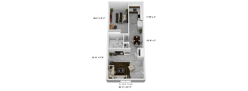 A floor plan of a house with dimensions and layout of each room.