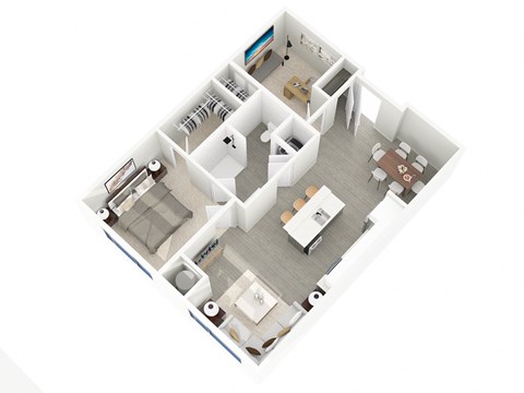 A 3D floor plan of a house