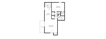 a floor plan of a house with a bedroom and a living room