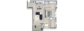 a floor plan of a house with a bedroom and a living room