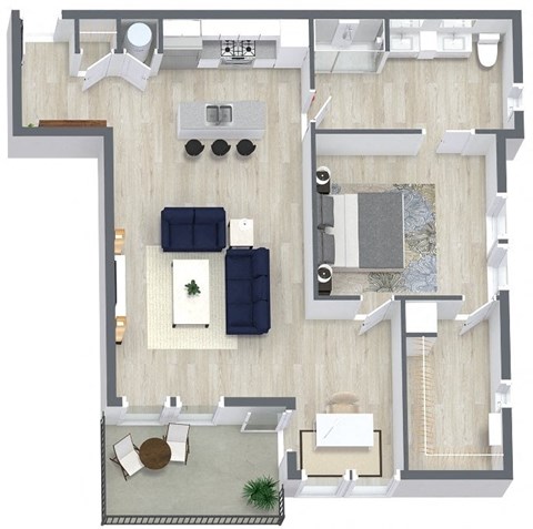 a floor plan of a house with a bedroom and a living room