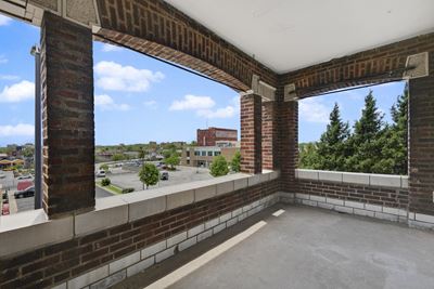 image of large balcony overlooking city