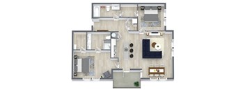 a floor plan of a house with a bedroom and living room
