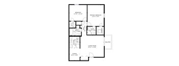 a floor plan of a house with bedrooms and a living room