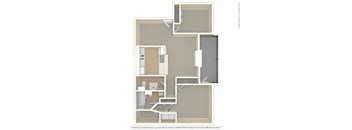 a stylized floor plan with a bedroom and a bathroom