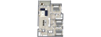 a floor plan of a house with a bedroom and a living room