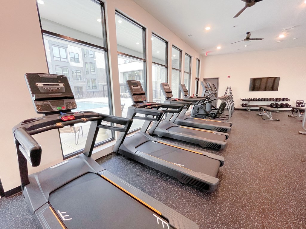 cardio equipment in the fitness center at trillium apartments