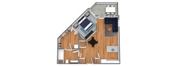 one bedroom one bathroom floor plan