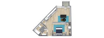 a floor plan of a house with a bedroom and a living room