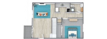a bedroom floor plan with a bed and a closet