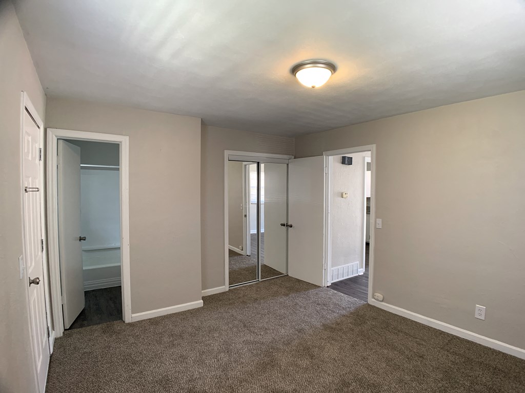 Master bed room connected to bathroom