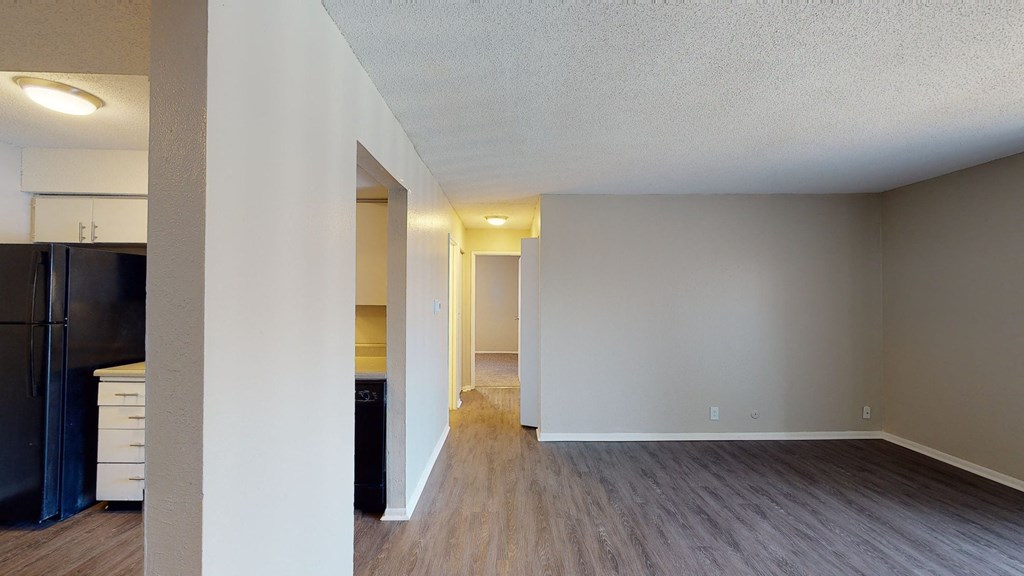 large open room with vinyl plank flooring