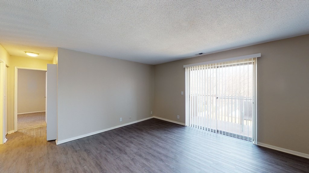 large open room with vinyl plank flooring