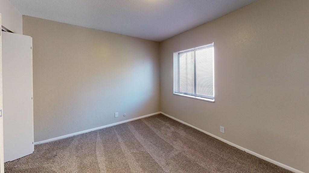 large carpeted room with window