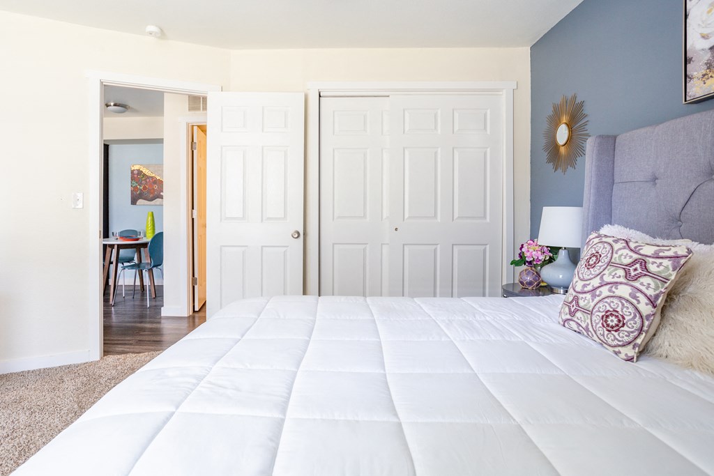 Bedroom closet and bedroom door  at Bennett Ridge Apartments, Oklahoma