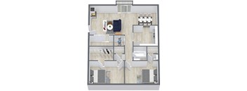 a floor plan of a house with a bedroom and a living room