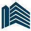 A graphic of a stylized building with a blue and white color scheme.