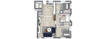 Two Bedroom One Bath Townhome