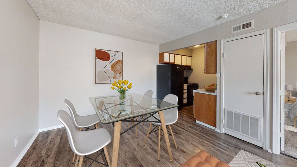 Dining area with open plan into kitchen