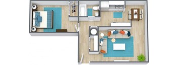 3D one bedroom floor plan