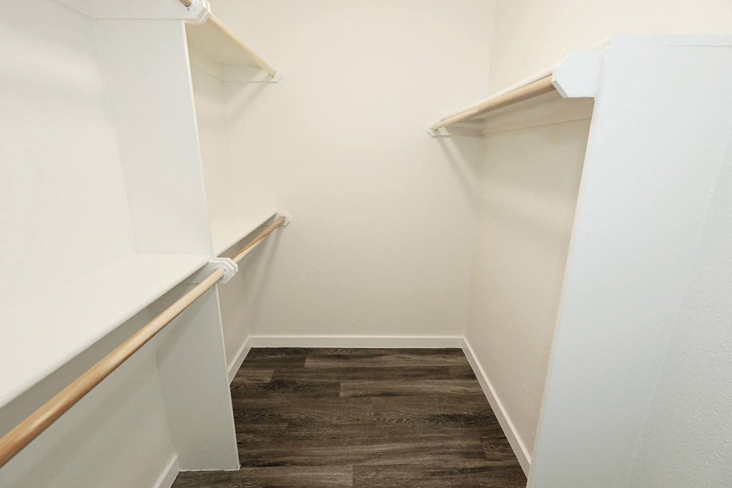 a walk in closet in a 555 waverly unit at Bennett Ridge Apartments, Oklahoma City, 73132