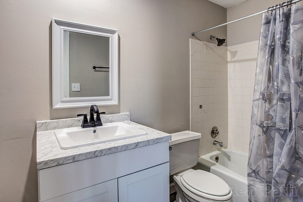 a bathroom with a sink toilet and a shower