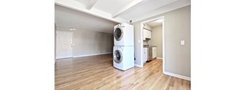A laundry room with a washer and dryer.