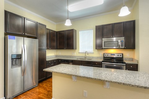 Kitchen with Granite Countertops and Stainless Steel Appliances  at Alaqua, Jacksonville
