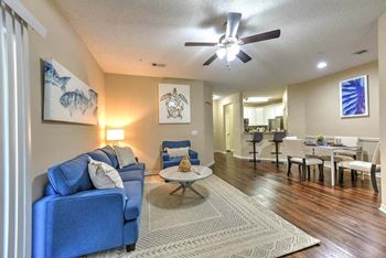 a living room with couches and a coffee table  at Ocean Park, Jacksonville Beach, FL, 32250