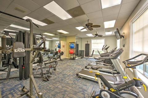 a room filled with lots of exercise equipment  at Ocean Park, Jacksonville Beach, FL, 32250