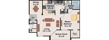 a floor plan of a house with a bathroom and a bedroom  at Ocean Park, Jacksonville Beach, 32250