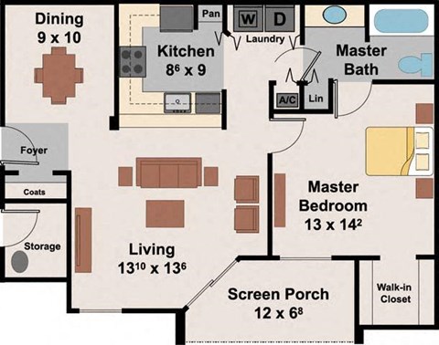 a floor plan of a house with a bathroom and a bedroom  at Ocean Park, Jacksonville Beach, 32250