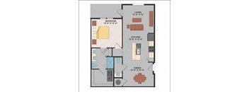 a floor plan of a small apartment  at Luxor Club, Jacksonville, FL, 32258