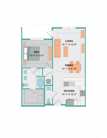 a floor plan of a house with a kitchen and a living room  at Palm Bay Club, Jacksonville