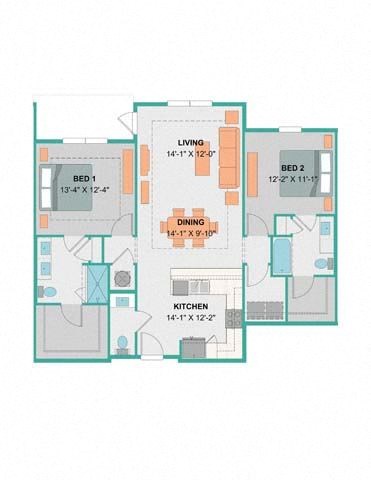 a floor plan of a house with several rooms  at Palm Bay Club, Florida