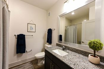 a bathroom with a toilet sink and mirror  at Fountainhead, Jacksonville, FL