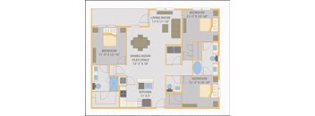 a floor plan of a house with a kitchen and a dining room  at Fusion, Florida, 32256