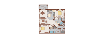 a floor plan of a residence with bedrooms and a large living room at Hacienda Club, Jacksonville, Florida